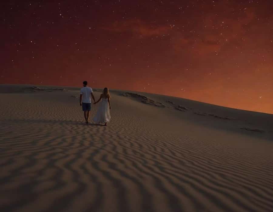 Doha : Night Desert Safari with Dune Bashing & Stargazing - The Inland Sea after sunset