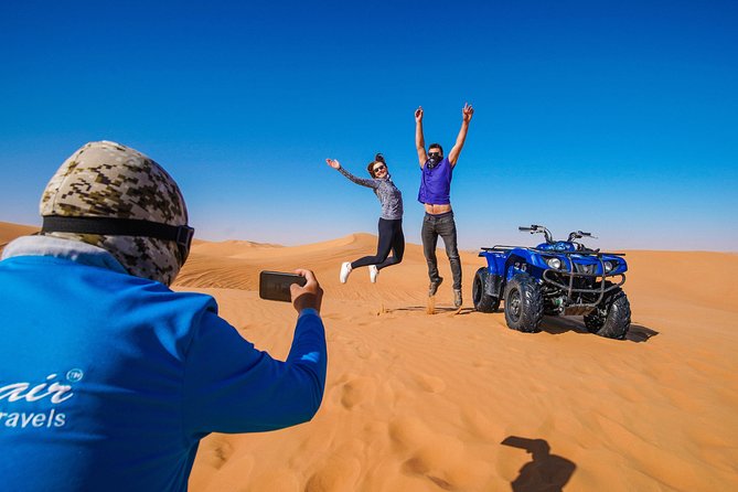 Dubai Red Dunes ATV, Camels, Stargazing & 5<em> BBQ Al Khayma Camp – Key points to know before booking’ /></p>
<ul>
<li><strong>Red-dune ATV ride:</strong> Spend about an hour riding across Lahbab’s soft red sand with a helmet, fuel, safety briefing, and guide included.</li>
<li><strong>Al Khayma Camp dinner:</strong> Expect a substantial Arabian buffet with live BBQ, fresh local bread, vegetarian and non-vegetarian choices, drinks, and sweets.</li>
<li><strong>Evening program:</strong> The later departure adds the fire show, Arabian entertainment, and stargazing. The 11:30 AM departure has lunch but not these evening features.</li>
<li><strong>Hands-on extras:</strong> Camel feeding, repeat camel rides, henna for women, shisha, falcon photos, Arabic costumes, and sandboarding are included.</li>
<li><strong>Important safety rule:</strong> Riders must be over 14, know the basics of driving, sign an indemnity form, and accept responsibility for ATV damage or injuries.</li>
<li><strong>Good overall value:</strong> At $88 per person, the price covers transport, ATV equipment, camp activities, dinner, drinks, and entertainment.</li>
</ul>
<h2>Why this Dubai desert tour works so well</h2>
<p><img width="669" height="446" decoding="async" src=