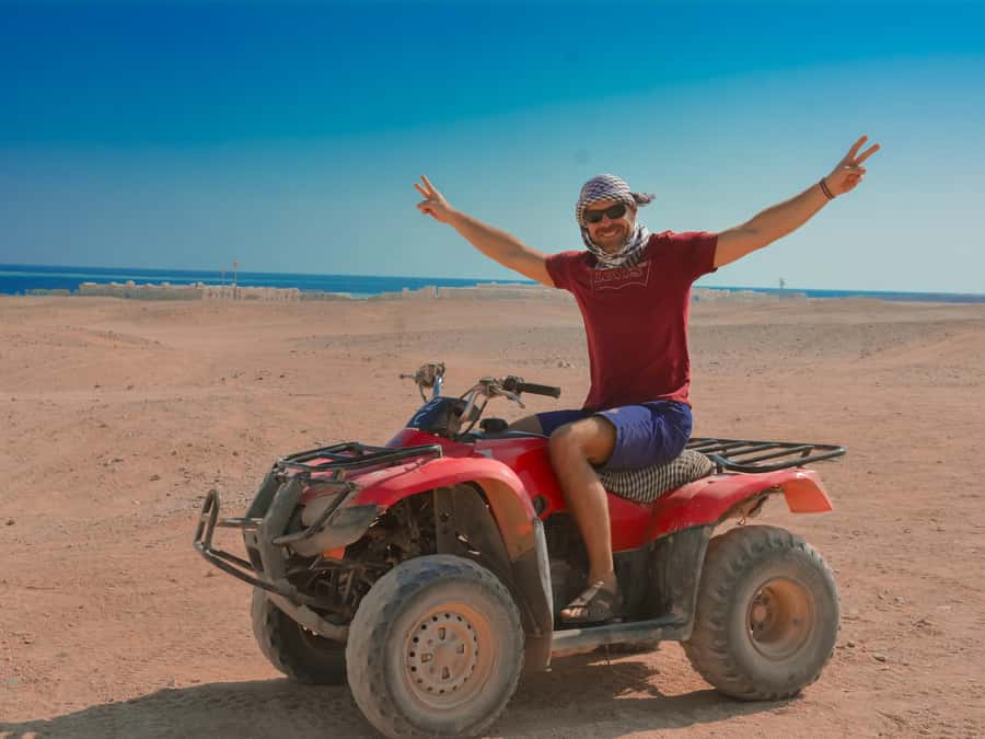 Hurghada: Quad Bike, Camel, Show, Dinner, & Stargazing Trip - Two hours across the sandy desert