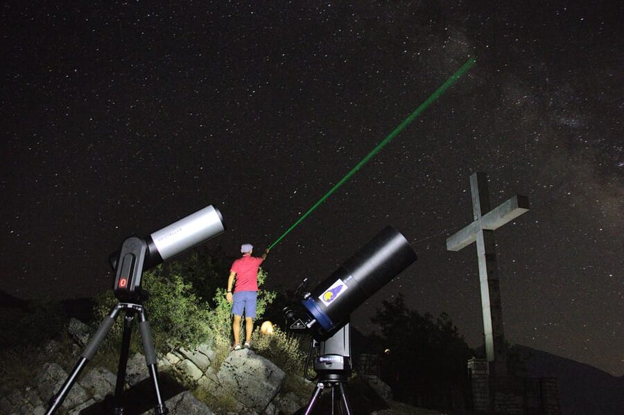 Ioannina Astronomy: Telescope Stargaze Greece's night sky - The green laser and Greece’s old sky stories