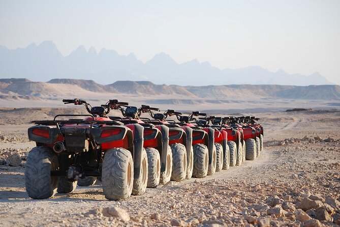 Sharm El Sheikh Super Safari 5</em>1 ATV Quad, Stargazing,Camel Ride,Dinner, Shows – From Sharm hotels to the open Sinai desert’ /></p>
<p><p>Your afternoon begins with pickup from your hotel in an air-conditioned vehicle. The transfer is included, which matters in Sharm el Sheikh because the desert activity area is outside the resort center and arranging a taxi would add cost and hassle.</p>
</p>
<p><p>Allow some flexibility around pickup time. One report describes a delay of about 10 minutes, while other outings had smooth, punctual transfers. Egyptian excursions often involve collecting people from several hotels, so a short wait is possible.</p>
</p>
<p><p>The group is meant to be limited to 15 people, and that would be a comfortable size for this kind of outing. A smaller group makes it easier to hear the guide, keep the quad line moving, and get time at the telescope. During especially busy dates, though, the operation may be much larger. If a small-group experience is important to you, confirm this before paying.</p>
</p>
<p><p>The vehicle quality may vary. One account described an old Toyota van, while others found the air-conditioned transport comfortable and well organized. This is a practical transfer, not a luxury ride.</p>
</p>
<div class="twil" style="margin: 20px 0; padding: 15px 0;"><p>More Camel Ride Stargazing in Egypt</p><ul style="margin: 10px 0; padding-left: 0; list-style: none;"><li style="margin: 0 0 12px 0; padding: 0 0 12px 0; border-bottom: 1px solid #E4E6F2; line-height: 1.4;"><a href="https://stargazingexplorer.com/hurghada-sunset-quad-bike-camel-w-opt-stargazing-and-bbq/">Hurghada: Sunset Quad Bike, Camel w/ Opt Stargazing and BBQ</a><br><span style="font-size: 0.82em; color: #555;"><span style="color: #3B4FA0;">★</span> 4.2 &nbsp;&middot;&nbsp; 1,705 reviews</span></li><li style="margin: 0 0 12px 0; padding: 0 0 12px 0; border-bottom: 1px solid #E4E6F2; line-height: 1.4;"><a href="https://stargazingexplorer.com/hurghada-quad-bike-sea-camel-safari-stargazing-dinner/">Hurghada: Quad Bike, Sea, Camel, Safari, Stargazing & Dinner</a><br><span style="font-size: 0.82em; color: #555;"><span style="color: #3B4FA0;">★</span> 4.2 &nbsp;&middot;&nbsp; 1,454 reviews</span></li><li style="margin: 0; padding: 0; border-bottom: none; line-height: 1.4;"><a href="https://stargazingexplorer.com/makadi-bay-atv-sea-view-camel-stargazing-dinner-show/">Makadi Bay: ATV, Sea View, Camel, Stargazing, Dinner & Show</a><br><span style="font-size: 0.82em; color: #555;"><span style="color: #3B4FA0;">★</span> 4.3 &nbsp;&middot;&nbsp; 1,368 reviews</span></li></ul></div><h2>Getting comfortable on the ATV</h2>
<p><img width="669" height="446" decoding="async" src=